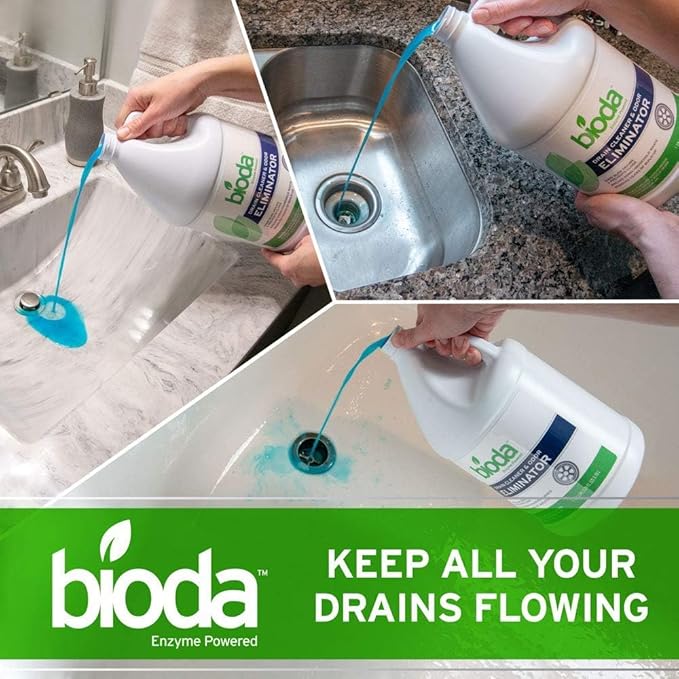 Bioda Professional Strength Enzyme Drain Cleaner Septic Safe Drain Odor Eliminator Smell Eliminator 4 Pack