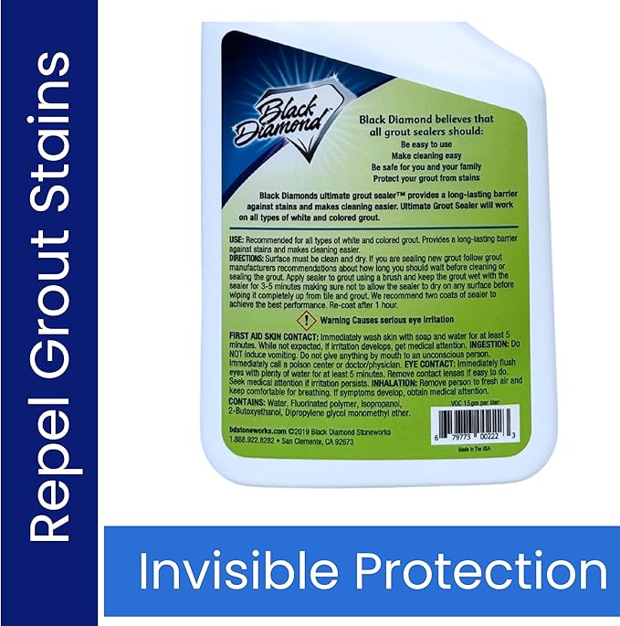 ULTIMATE GROUT SEALER – Professional Strength Tile Stone &amp Grout Protection for Showers Floors &amp Backsplashes | Easy-Clean Stain &amp Moisture Repellent – Low Odor Contractor Grade (Quart)