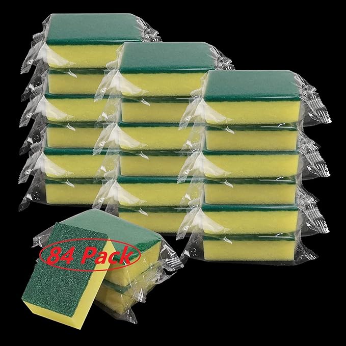 Individually Wrapped Sponges 78 Pack Sponges Individually Wrapped for Home Kitchen Scrub Dish Dishes Dishwashing Cleaning Non Scratch Scrubber Sink Bulk Case Small Mini -(1.18inches/3cm)
