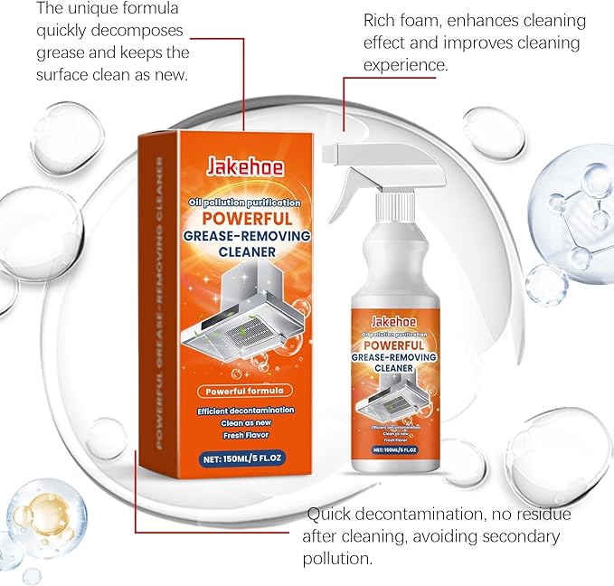 Oil Stain Remover Cleaner For Kitchen Stove Range Hood - Multi-Surface Fast-Acting Restores Shine(3PCS)