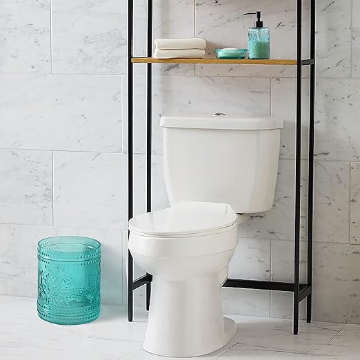 KMwares Elegant 2.6-Gallon Thick Glass Wastebasket – Durable Odor-Free Easy to Clean Stylish Decorative Trash Can for Home &amp Office (Teal Blue)