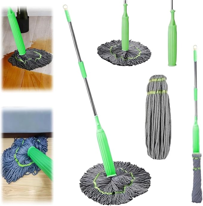 FOTN 2 in 1 Dehydrated Mop 2024 New Self-Wringing Twist Mops for Floor CleaningSelf Wringing 360 Flat Mop with Stainless Detachable Steel Handle (1PC+1 mop Head)