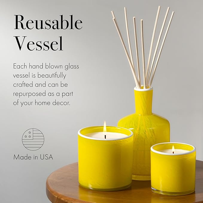 LAFCO New York Signature Reed Diffuser White Grapefruit - 15 oz - Up to 9 Months Fragrance Life - Reusable Hand Blown Glass Vessel - Natural Wood Reeds - Made in The USA