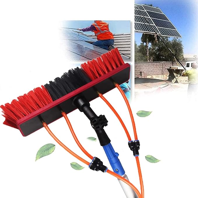 Glass Cleaning Brush Household Water Supply Telescopic Pole Kit Solar Panel Rotating Brush Solar Photovoltaic Panels3 12m Extendable Window Cleaning Pole Kit with Water/Hose Fed S