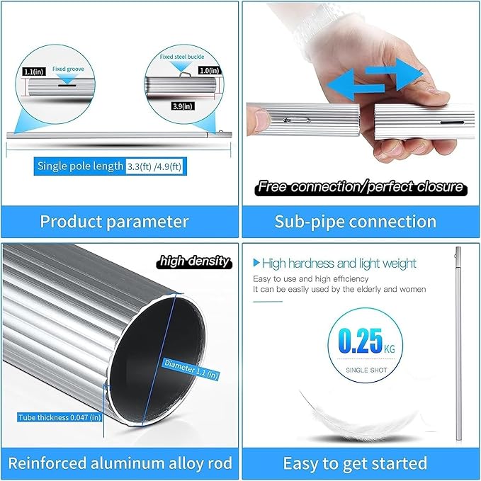 Telescopic Window Cleaner Pole for High Windows 6m Water Fed Glass Cleaning Tool Indoor Outdoor Equipment