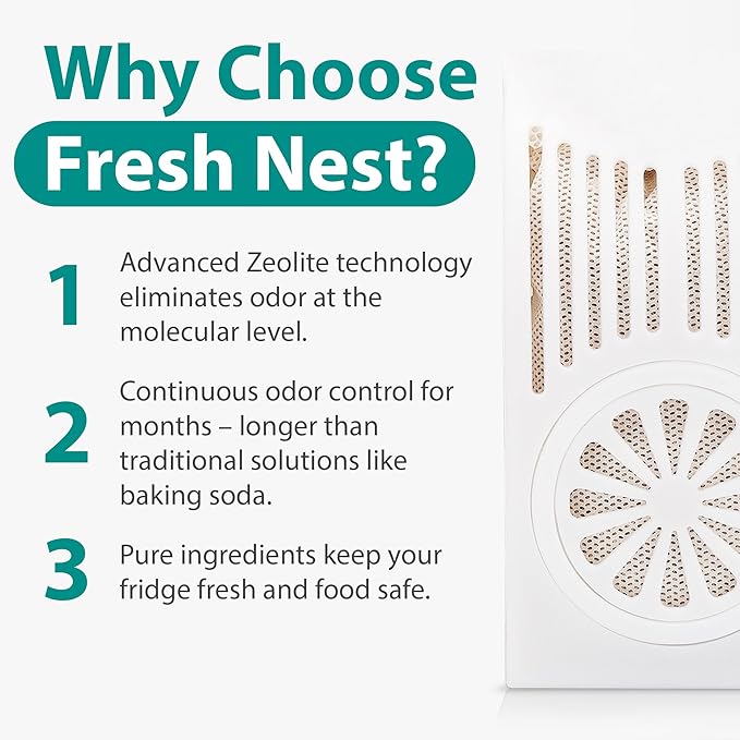 Refrigerator Deodorizer with Zeolites (4-Pack) - Odor Eliminator for Fridge &amp Freezer - Outshines Baking Soda and Bamboo Charcoal Bags - Long-Lasting &amp Safe