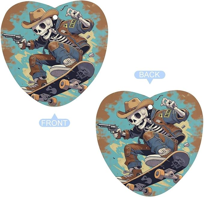 5PCS Car Air Freshener Hanging Personalized Double Sided Skull Cowboy Car Fresheners Long Lasting New Cars Scents Cute Automotive Freshies for Closets Drawers (tea)