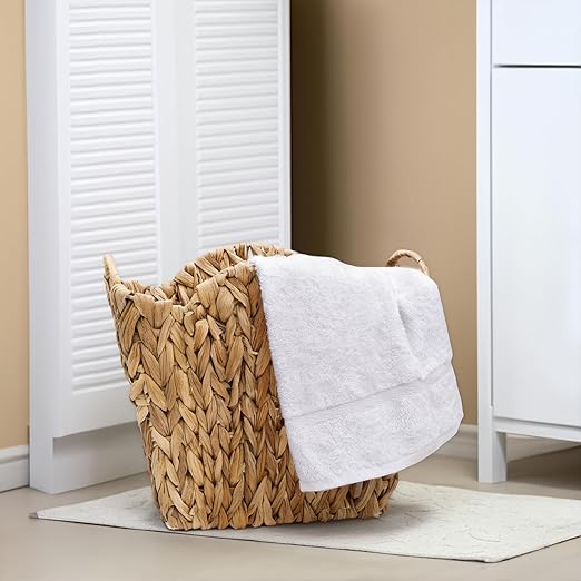 Wicker Waste Basket Handwoven Trash Can with Built-in Handles Rattan Waste Bin for Bathroom Water Hyacinth Garbage Storage Container for Bedroom Office Laundry Utility Room