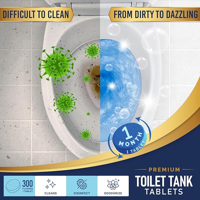 Once Every Month Premium Toilet Tank Cleaning Tablets 300 Flush Count(50 Tablets)Long Lasting Automatic Cleaner Spearmint Scent