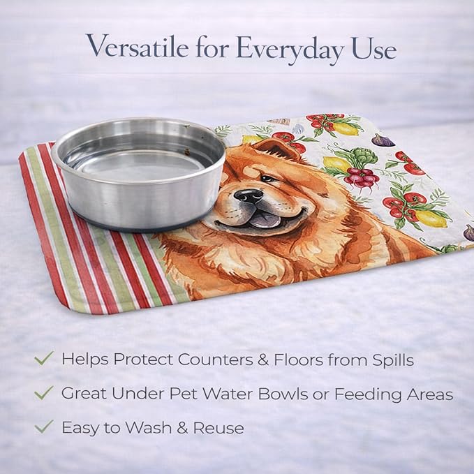 Caroline's Treasures Red Chow Chow Vegetables Dish Drying Mat Absorbent Dish Drying Mat Pad for Kitchen Counter Dish Drainer Mat for Countertop 14 x 21 Multicolor