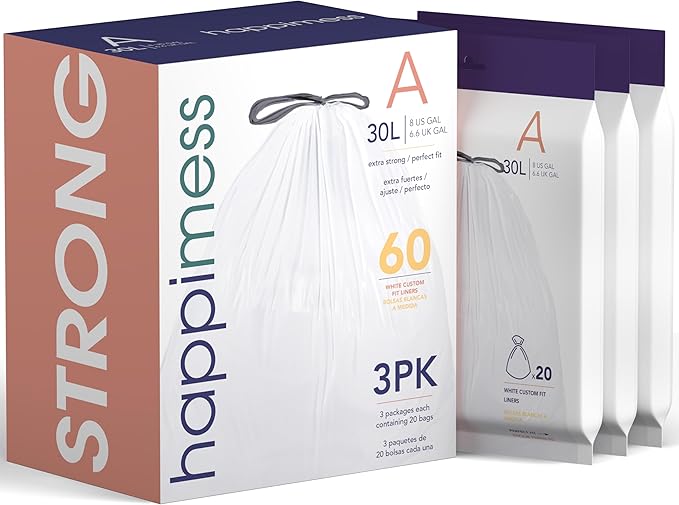 Eyely MPH3000A-WHITE Phoenix 8-Gallon Drawstring Unscented Trash Can Liner White (60-Count 3-Packs of 20 Liners)