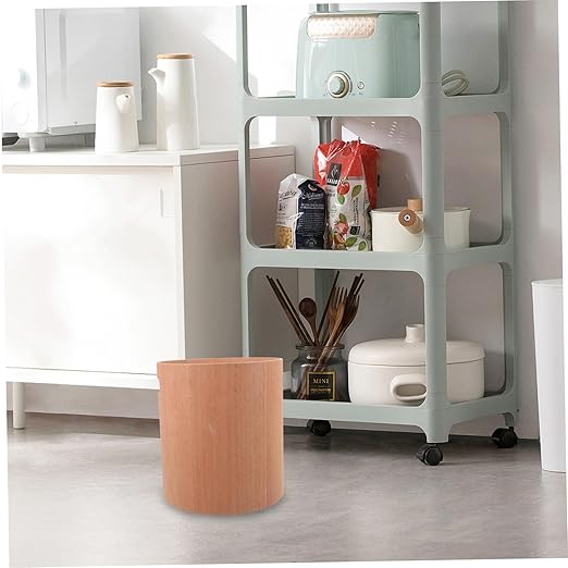 PRETYZOOM Wooden Table Trash Can Capacity Desk Garbage Bin Wastebasket for Home Office Makeup Table Vanity Counter