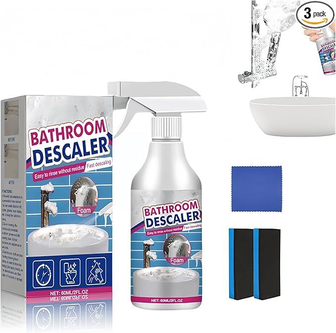 Bathroom Descaler Foam Cleaner New Stubborn Stains Cleaners Multipurpose Bathrooms Foam Cleaners 2.02 Oz All Purpose Rinse Cleaning Foams for BathtubGlassFaucetToilet (3 Pcs)