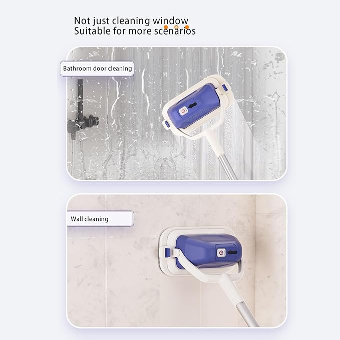 Electric Window Cleaner Removable Head Telescopic Pole 180 Degree Angle Adjustable Rechargeable Cordless Window Wiper for Glass Marble Tile