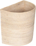 KOUBOO Laguna Half-Moon Rattan Waste Basket – Decorative Trash Can for Bathroom Bedroom Kitchen &amp Office – Boho Home Decor Small Wicker Basket for Trash Storage Off-White/Latte