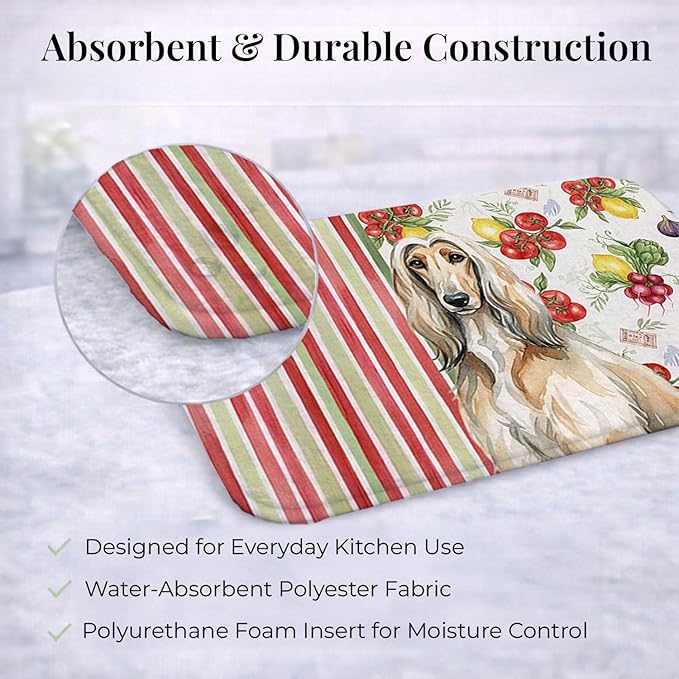Caroline's Treasures Afghan Hound Vegetables Dish Drying Mat Absorbent Dish Drying Mat Pad for Kitchen Counter Dish Drainer Mat for Countertop 14 x 21 Multicolor