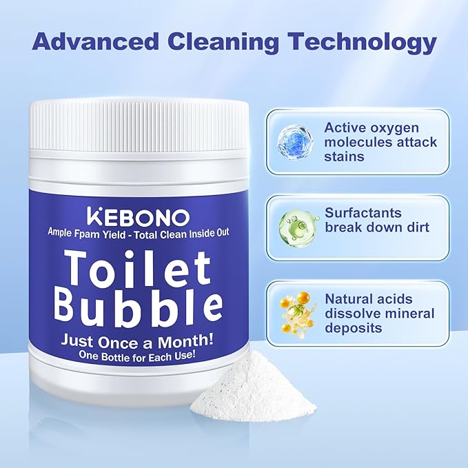 Toilet Cleaner - 2 Bottles Powerful Bathroom Cleaning Product Effectively Removes Stubborn Stains - Powder - 8.4 Ounces