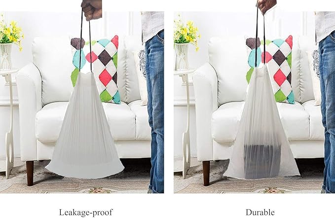 Besli 10 Gallon DrawString Strong Trash Bag Garbage Bag (10 Gallon(90 Bags) White)