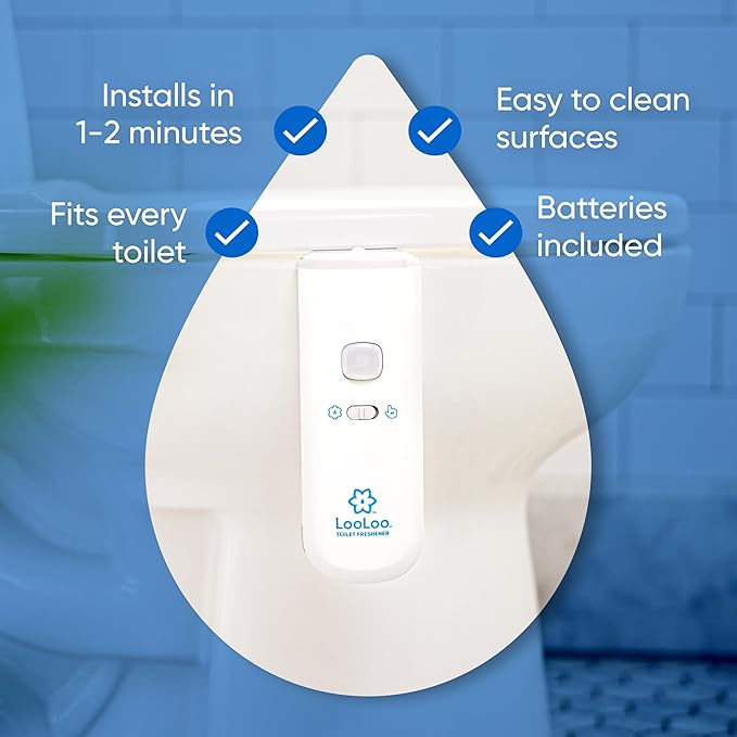 LooLoo 3.0 Touch Free Toilet Freshener Automatic Air Freshener Spray for Bathroom Starter Kit with Light and Toilet Deodorizer Bathroom Spray Odor Eliminator - Clean Cotton