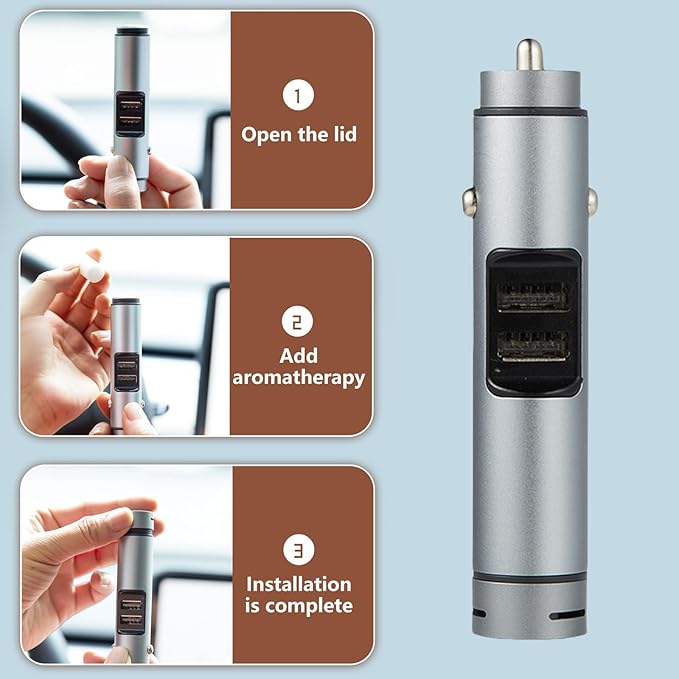 Intelligent Car Charges Diffuser Fragrant Tablets Included Double USB Ports Aluminum Air Freshener Longlasting Fragrances