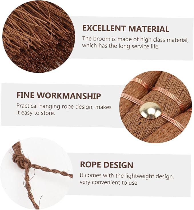 3pcs Mini Palm Broom for Tea Ceremony Natural Bristle Small Cleaning Brush Hanging Rope for Easy Storage Practical Broom for and Debris Removal