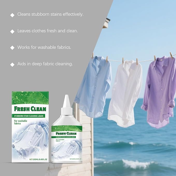 Liquid Stain RemoverStubborn Stain Cleaning Liquid Multi-Fabric Cleaner Oil and Grease Stain Remover for Clothes Fresh Clean Cleaning Food Grease Coffee Off Laundry Underwear Fabric (3PCS)