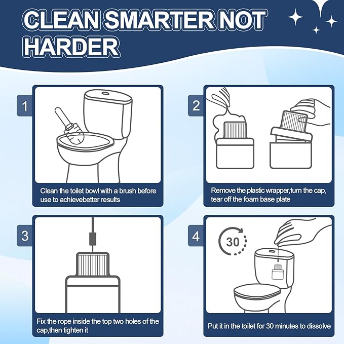 Toilet Bowl Cleaners Automatic Long-Lasting Blue Toilet Cleaner Bottle Septic Safe Toilet Bowl Tablets in Bottles Fresh Bathroom &amp Deodorize 9 Pack 2300 Flushes Each