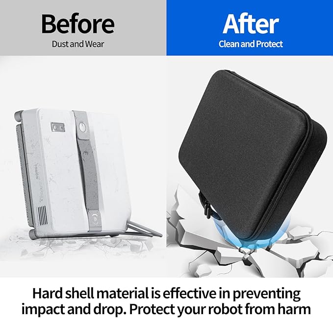 Hard Organizer Bag for Ecovacs mini window cleaning robot Protective Carrying Case(35 * 25.5 * 8.5CM/13.77 * 10 * 3.34inch) (Black)