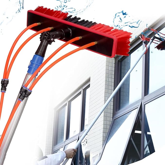 Glass Cleaning Brush Home Water Fed Telescopic Pole Kit Solar Panel Brush Rotating for Photovoltaic PanelSolar Panel Cleaning Brush with Adjustable Water Fed Pole Professional Window Cleani