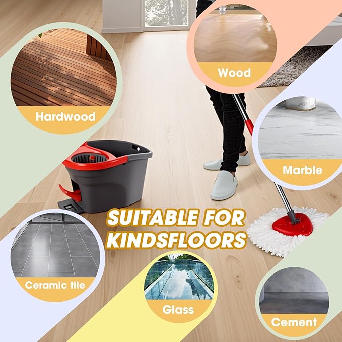 10Pack Spin Mop Replacement Heads100% Microfiber Mop Heads Replacements Compatible with Oceda Easywring 1-Tank System360 Degree Spin Mop Replacement Head for Easy House Cleaning Floor Mopping
