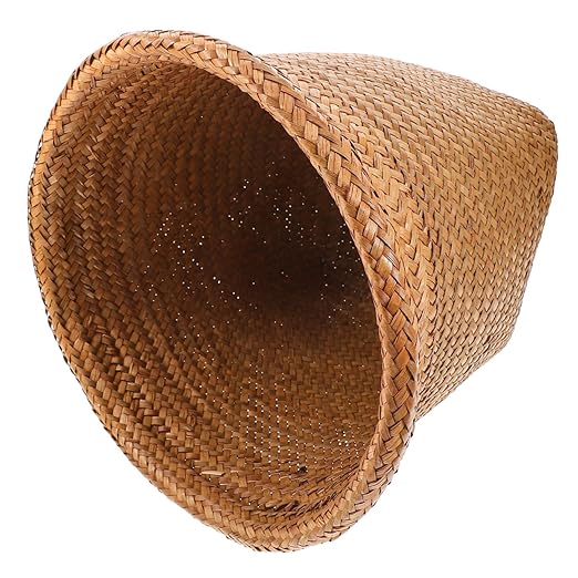 Alipis Straw Woven Wastebasket Medium Decorative Garbage Can for Office Bedroom Handmade Rubbish Container with Smooth Edges Multi Use Storage Basket for Waste Paper and Random Color