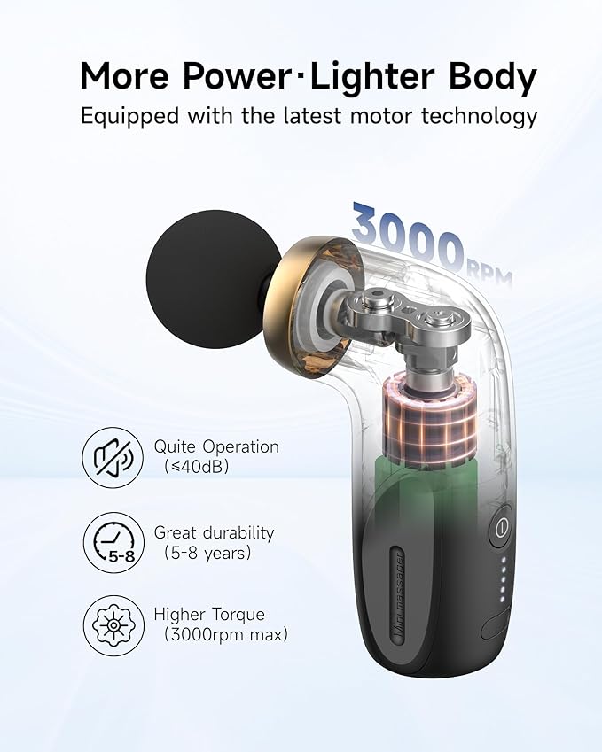 A1 Super Mini Massage Gun Percussion Deep Tissues Muscle Massager Travel Massage Gun Compact Sports Massager Portable Handheld Massager for Office Home Athletes(Black)