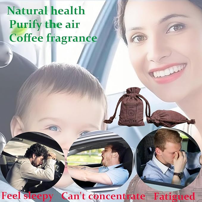 Generic Car Air Purifier Coffee Bean 2 packs Car Air Freshener Natural Coffee Bean Aroma without Addition Car Air Freshener Pack for Drawer and Closet Home Perfume
