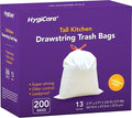 13 Gallon Tall Kitchen Trash Bags Lavender Scented 200 Count Drawstring Garbage Bags Pre-Separated Odor Control Ultra Strong Leakproof Sturdy White