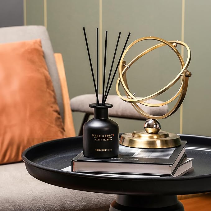 Matin Martin Wild and Spicy Reed Diffuser 5 oz - Luxury Aromatherapy with Cardamom &amp Amber - Home Decor Gift for Bedroom Office Living Room Bathroom - Long-Lasting Scent - Premium Fragrance Sti