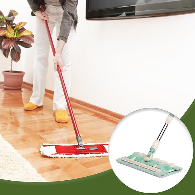 Flat Mop - 360° Rotating for Floor Cleaning | Quick-Dry Scrubber with 7 Reusable Pads with Telescopic Handle for Home Kitchen Apartment Commercial Tile Maintenance 14.96x5.91x37.4 Inches