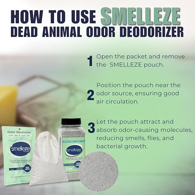 SMELLEZE Ultimate Odor Removal Bundle – 2 lb. Granules + 1 Reusable Pouch | Eliminates Tough Smells | Safe Natural &amp Long-Lasting Indoor &amp Outdoor Odor Control