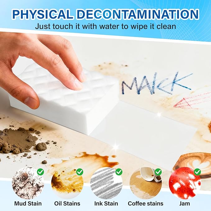 Magic Sponges Cleaning Eraser 200 Pack 2X Density Stronger Melamine Sponge Foam Pads Multi-Functional Household Cleaner Dish Sponge Cleaning Supplies for Kitchen Bathroom Floor SinkWall Cleaner