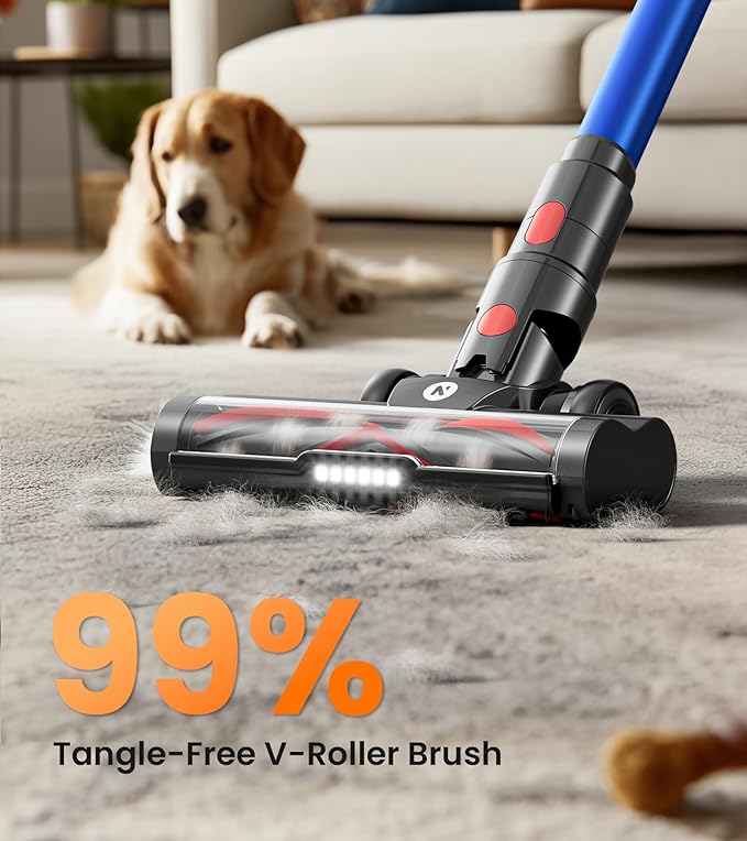 NADALY Cordless Vacuum Cleaner 550W 45Kpa 65Mins Vacuum Cleaners for Home Stick Vacuum with LED Display Anti-Tangle Self-Standing 8-in-1 Lightweight Vacuum for Hardwood Floor/Carpet/Pet Hair