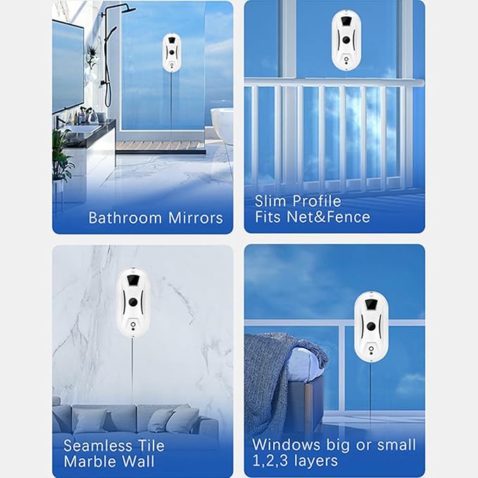 Automatic Smart Window Cleaning Robot – Edge Detection Smart Spray &amp Streak-Free Shine Robot Window Cleaner Inside/Outside Strong Suction Anti-Drop Protection for Glass Walls Shower Doors