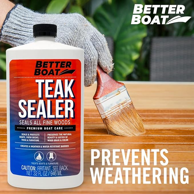 Better Boat Teak Cleaner and Brightener for Wood Teak Oil or Sealer for Boats Indoor Furniture Shower Stools and Outdoor Wood Furniture Restorer for Stains