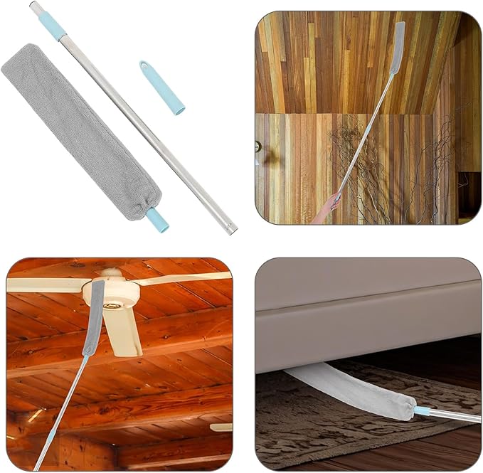 Long Handle Retractable Duster for Home Cleaning with Extendable Pole Gap Dust Cleaner for Ceiling Fans Under Furniture and High Reach Appliance Dust Removal
