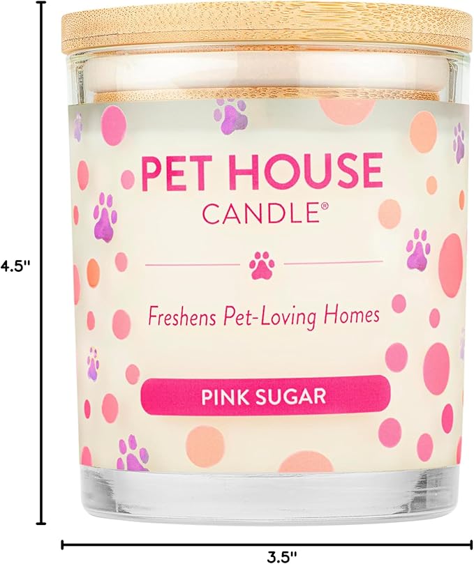 Pet House Candles Scented Candles for Pet Homes Natural Plant-Based 60 Hour Burn Time - Pink Sugar 9 oz