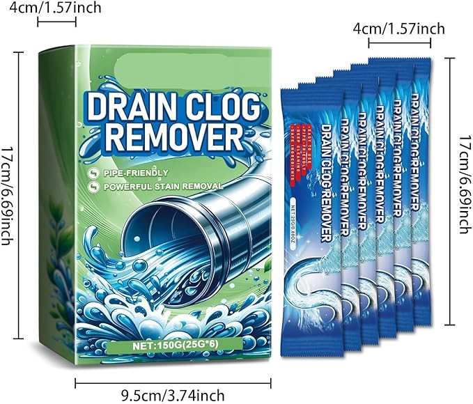 Drain Unclogging and Cleaning Powder - Kitchen &amp Bathroom Pipe Cleaner Removes Blockages Dirt Odors and Leaves A Fresh Scent(1PCS)