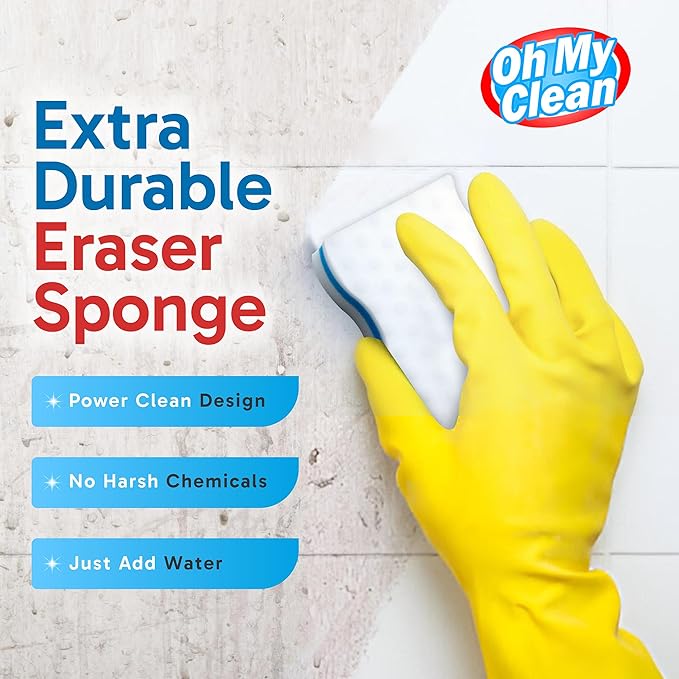 (25 Pack) Extra Durable Eraser Sponge – Extra Thick Long Lasting Magic Melamine Cleaning Sponges in Bulk – Foam Pads for Walls Kitchen Bathroom Floor &amp Baseboard Cleaner