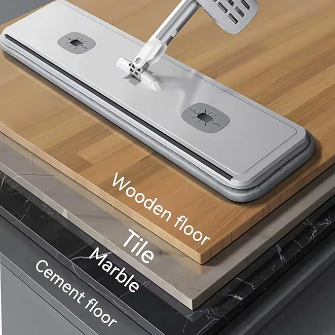 Hands Free Microfiber Flat Mop for Floor Cleaning 4 Reusable Washable Pads 61 Stainless Steel Handle Wet Dry Dust Mop for Hardwood Laminate Tile Floors