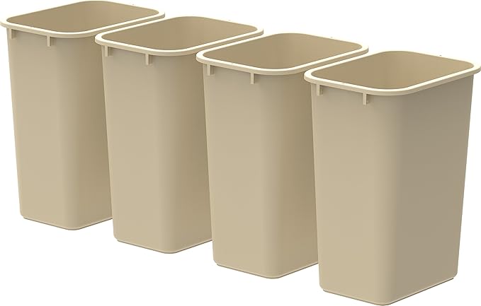 Storex Large Waste Basket 15.5 x 11 x 20.75 Inches Beige Case of 4 (STX00704U04C)