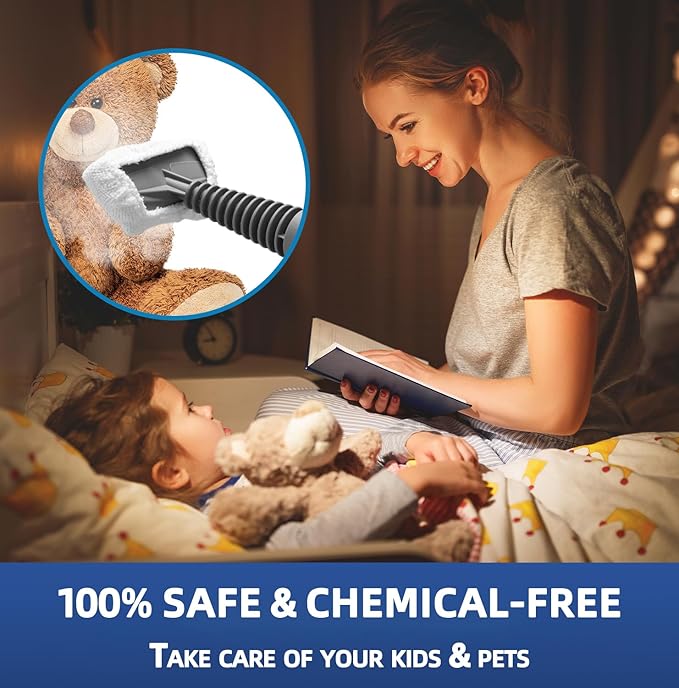 Handheld Steam Cleaner Pressurized Multi-Surface Steam Shot with 13 Accessories Safety Lock Steamer for Cleaning Floor Upholstery Grout Windows Couch and Car Grey