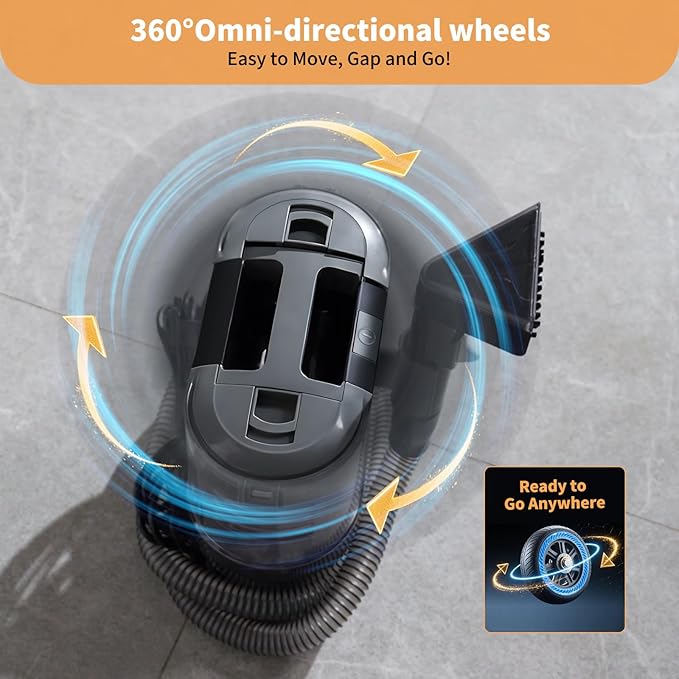 Miniboo Carpet Cleaner Compact &amp Powerful Upholstery Cleaner MachinePortable Spot with 360°Wheels 1.3-inch Deep Stain Small Rug Cleaner for Car Stairs Couches. Black