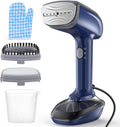 Powerful Handheld Fabric Steamer - 1800W with Fast Ceramic Heat-Up Plate 2-in-1 Ironing &amp Wrinkle Remover Steam Nozzle Lint Brush - Blue for US 120V Only